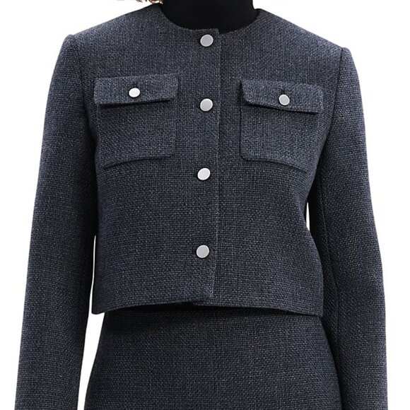 Theory Charcoal Mélange Plush Tweed Pocket Jacket | Size 12 | NWT - Picture 2 of 8
